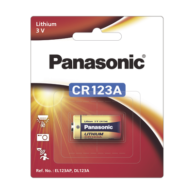 Batería de litio PANASONIC / 3 Vcc /1,550 mAh / Aplicación en transmisores de alarma inalámbricos/ Con empaque | CR123APA/1B