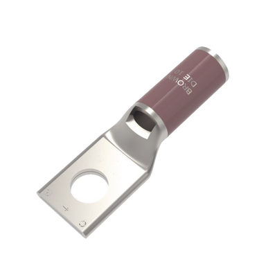 Zapata Terminal de Compresión de Cobre Electrolítico Estañado de Cañón Corto para Tornillo de 1/2" y Calibre 2 AWG. | HUB-YA2-CL6