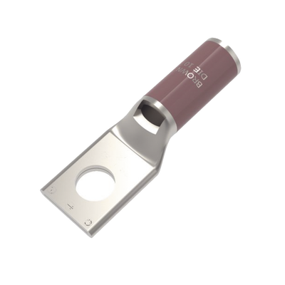 Zapata Terminal de Compresión de Cobre Electrolítico Estañado de Cañón Corto para Tornillo de 1/2" y Calibre 4 AWG. | HUB-YA4-CL6-BOX