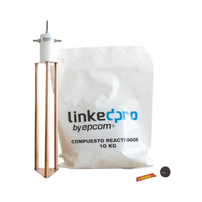 Electrodo Puesta a Tierra 30A / Cobre Electrolítico / Diseño Delta / Filtro Equipotencial / Compuesto 12 kg / 45 cm (17.7 in) | LP-GROUND-30A