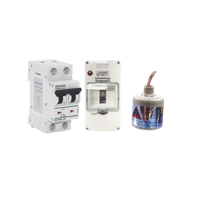 Kit de Centro de Carga Para Corriente Directa, Breaker de hasta  800 Vcc de 63 A con Supresor de Descargas Atmosféricas. | PL63ACD