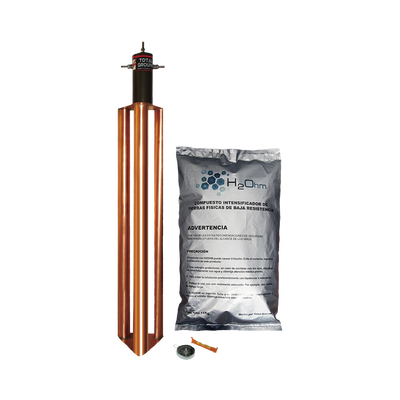 Kit de Puesta a Tierra de 100 Amperes con Electrodo, Filtro y Compuesto H2Ohm. | TG-100-AB