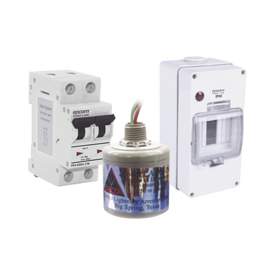 Kit de Centro de Carga Para Corriente Directa, Breaker de hasta  800 Vcc de 16 A con Supresor de Descargas Atmosféricas. | PL16ACD