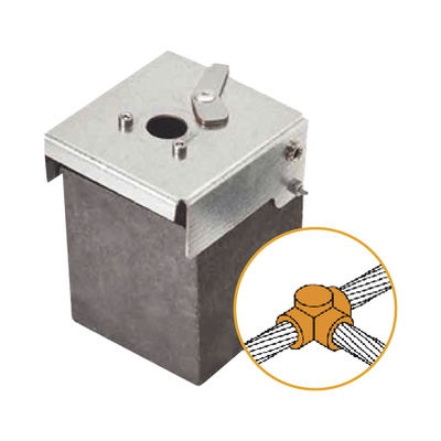 Molde de grafito horizontal unión en T horizontal de cable 2/0 AWG (pasante) con cable 2/0 AWG (terminal). | AT-W20/W20/TH