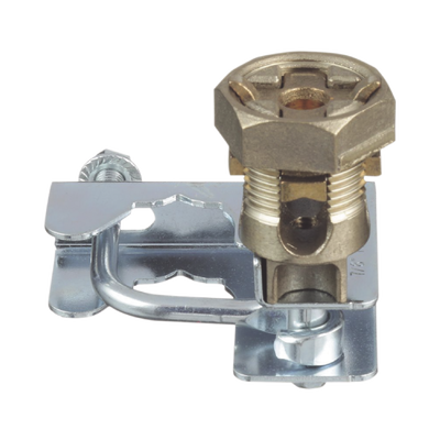 Abrazadera para Tierra Física en Base de Piso Falso, para Cables de 6 a 1/0 AWG. Para Pedestales Cuadrados de 7/8" y Circulares de 1" a 1 1/8" | GPQC10-1/0