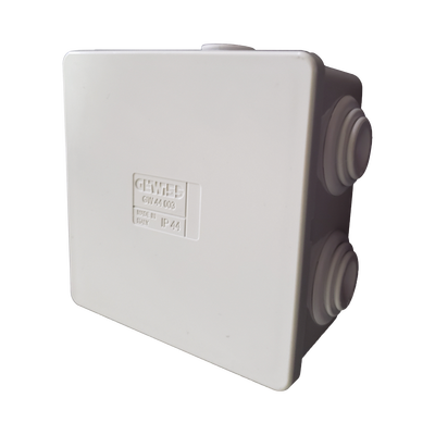 Caja Estanca de PVC Para Derivación y Conexión, 6 Entradas, Tapa a Presión, 80×80×40 mm (Mayor Área Interna, Uso Exterior IP44, Material que no Propaga el Fuego y Libre de Hálogenos | GW-44-003