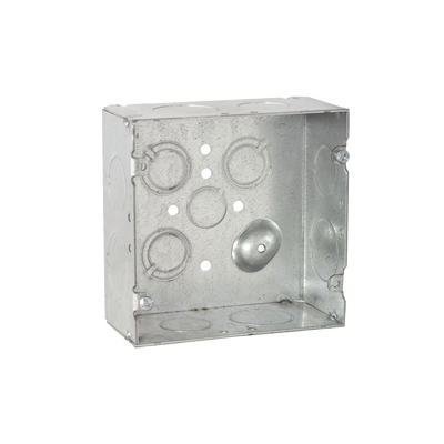 Caja Cuadrada 4 11/16" x 4 11/16"/ Profundidad 2- 1/8"/ 4 Entradas 1", 4 Entradas 3/4", 1 Entrada 1/2" y 3 TKO (1/2"-3/4"). | HUB-265