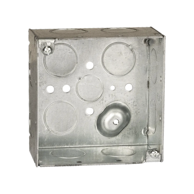 Caja Cuadrada Galvanizada  de 4 x 4" / Profundidad 2 1/8 / 11 Entradas de 3/4" y 1 de 1/2". | HUB-231