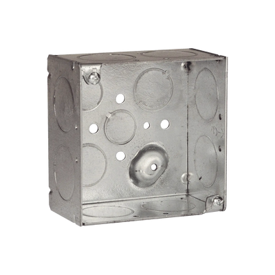 Caja Cuadrada Galvanizada de 4" x 4"/ Profundidad de 2 1/8" /8 Entradas 1", 3 Entradas 1/2" y  2 Entradas 3/4"/ Soldada. | HUB-233