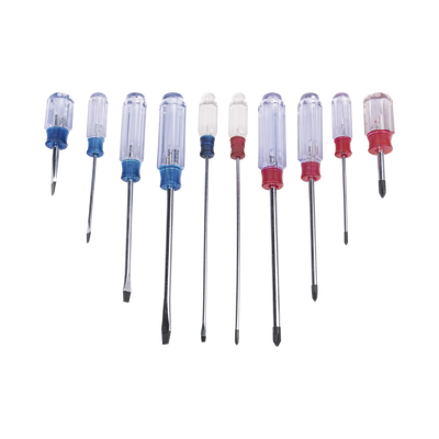 Juego de 10 Desarmadores Mango Plástico (Uso Ligero), Puntas magnética, 5 Puntas Planas (-) y 5 Puntas Phillips. (+) | EP-970A