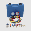 Juego de manómetros para aire acondicionado, herramienta de carga de refrigerante, doble válvula con adaptadores de acoplamiento rápido, manguera de 1.5 metros para refrigerantes : R410A, R32, R134A, R22 | HBSBZ6