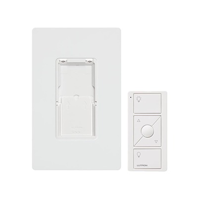 Kit, placa de pared y Control Remoto PICO Inalámbrico, complemente con un atenuador o switch on/off, Caseta, RA2, RadioRa2 | PJ2WALLWHL01