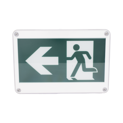 Letrero EXTERIOR de Señalización salida "Hombre Corriendo"/ Alto brillo / Uso en pared, lateral o techo / Batería de Respaldo Incluida con hasta 120 minutos de duración | SF-WSC