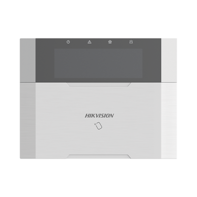 (AX HYBRID PRO) Teclado Compatible con el Panel Hybrid Pro Hikvision DS-PHA64-LP y DS-PHA64-LP(B) / Pantalla LCD / 2 zonas cableadas / 1 salida de alarma / 64 Llaveros | DS-PK1-LRT-HWB