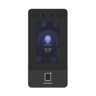 Terminal Min Moe PoE & WiFi de Reconocimiento Facial y Huella con Lector PROX EM / Exterior IP65  / Hasta 1.5 mts en Lectura de Rostro / Soporta P2P / 1,500 Rostros / 3,000 Huellas / Salida 12 Vcd para Chapa / PoE / SIP Estandar / HIK-IA | DS-K1T342EFWX-E1