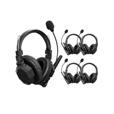 Intercomunicador Inalámbrico Binaural / Cancelación de Ruido IA / Rango 500 m (1640 ft) / Bluetooth / Batería 1050mAh / Resistente a Lluvia / Kit 5 Unidades | TXMAX5