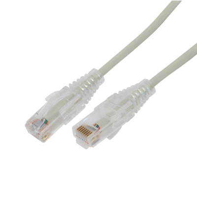 Cable de Parcheo Slim UTP Cat6A - 0.5 Metros (1.64 Pies) Gris, Diámetro Reducido (28 AWG) | LP-UT6A-05-GY28