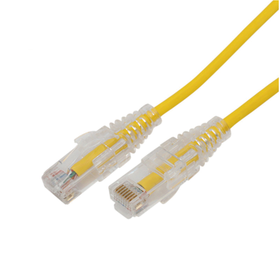 Cable de Parcheo Slim UTP Cat6A - 5 Metros (16.40 Pies) Amarillo, Diámetro Reducido (28 AWG) | LP-UT6A-500-YE28