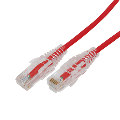 Cable de Parcheo Slim UTP Cat6A - 5 Metros (16.40 Pies) Rojo, Diámetro Reducido (28 AWG) | LP-UT6A-500-RD-28