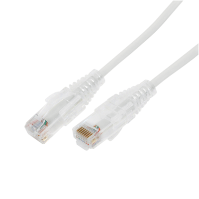Cable de Parcheo Slim UTP Cat6A - 3 Metros (9.84 Pies) Blanco, Diámetro Reducido (28 AWG) | LP-UT6A-300-WH28
