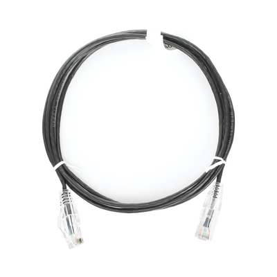 Cable de Parcheo Slim UTP Cat6 - 2 Metros (6.56 Pies) Negro Diámetro Reducido (28 AWG) | LP-UT6-200-BK-28