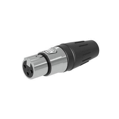 Conector hembra XLR de 3 núcleos con carcasa de acero inoxidable y contactos chapados en oro | SCHF3