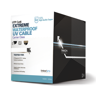 Bobina de Cable UTP Cat6 para Exterior en Color Blanco / 305 Metros (1000 Pies) / Certificada UL / Sin Blindaje | PRO-CAT-6-EXT-LITEW