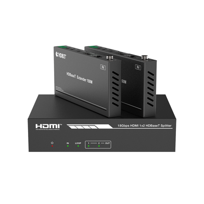 Splitter mas Extensor de Video | 1x2 | ProAV | HDBaseT™ | 120m en 4K@60Hz | 150m en 1080p@60Hz | Cat6/6a/7 | Gestión Avanzada EDID | Control IR y RS232 | PoC | Salida de Audio | EPP-SPB12H150