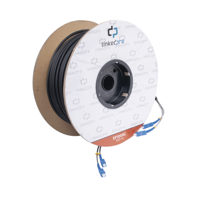 Carrete de Fibra Óptica Monomodo con Conectores SC-SC Duplex, Reforzada con Kevlar, de 100 Metros (328.08 Pies) | EF-100-SC