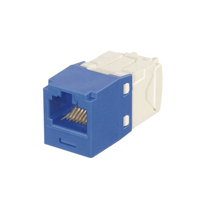 Conector Jack RJ45 Estilo TG con Llaveado Azul, Mini-Com, Categoría 6, de 8 Posiciones y 8 Cables | CJK688TGBU
