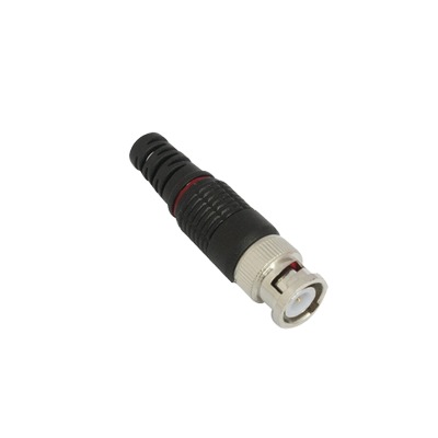 Conector BNC macho en 75 Ohm con Base de Alivio Plástica Negra para Cable Coaxial RG-59/ Níquel/ Oro / Teflón. | TT-RG-97