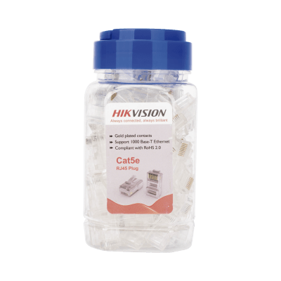 Bote con 100 Piezas de Plug Modular RJ45 / Cat 5e / Chapado en Oro a 15 Micras / Sin Blindaje / Facil Instalación / Uso Interior / Soporta Norma TIA-568B / Cumple con RoHS 2.0 | DS-1M5EUA-15U