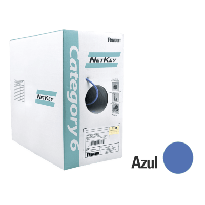 Bobina de Cable UTP 305 Metros (1000 Pies) de Cobre, NetKey, Azul, Categoría 6 (24 AWG), 1000Mbps, Riser (CMR), de 4 Pares | NUR6C04BU-M