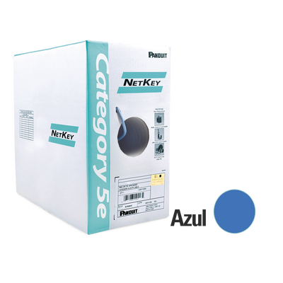 Bobina de Cable UTP 305 Metros (1000 Pies) de Cobre, NetKey, Azul, Categoría 5e (24 AWG), PVC (CM), de 4 Pares | NUC5C04BU-CE