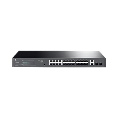 Switch PoE Administrable 24 puertos 10/100/1000 Mbps / 2 puertos SFP / 24 puertos PoE af/at / Presupuesto PoE 250W / | TL-SG1428PE
