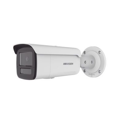 [Dual Light + 2 Micrófonos Integrados] Bala IP 8 Megapixel (4K) / Lente 4 mm / 80 mts Luz Blanca + 80 mts IR / ACUSENSE / Exterior IP67 / IK10 / WDR 120 dB / PoE / ONVIF / Micro SD / Metal / ACUSEARCH | DS-2CD2T83G2-4LI2U
