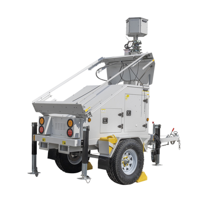 Traila / Remolque con Mástil Retráctil de 7.5 m. para Videovigilancia o Iluminación, con Bases para Instalar Paneles Solares y Baterías (No incluidos) | PST-VTS-3P