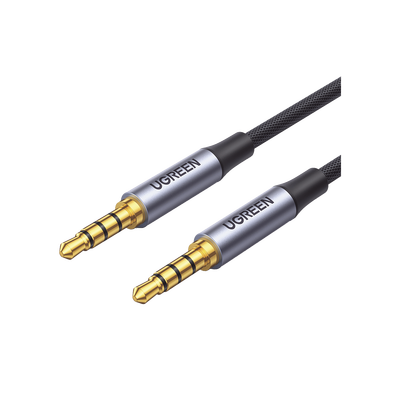 Cable Auxiliar de 3.5mm / Cable Audio Estéreo / Núcleo de Alambre de Cobre Esmaltado / Carcasa de Aluminio Azul + Nylon Trenzado /  Soporta Micrófono / 2 Metros | 20782