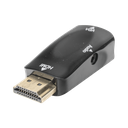 Adaptador (Convertidor) HDMI a VGA  / HDMI Macho a VGA Hembra / Resolución 1920x1080 @ 60Hz  / Adaptador de Audio de 3.5 mm / Chapado en Níquel | HDMI-VGA