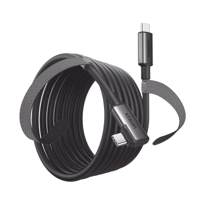 Cable USB-C a USB-C (Cable Link) | 5 metros (16 pies) |  Transferencia de Alta Velocidad | Carga Rápida | Un Extremo Angulado | Caja de Aluminio | Nylon Trenzado. | 90629