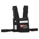 Pechera Universal con soporte para radio, sostén de bolígrafo y seguridad para la bolsa con cinta adherente. Logo TX-PRO. | CPP-TXP