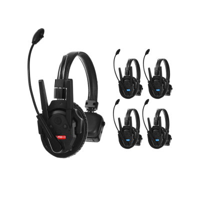 Kit 5 Intercomunicadores Inalámbricos Full-Duplex / Rango 500 m (1640 ft) / Hasta 13 Unidades / Latencia 80 ms / AEC 2.0 / Batería 24 Hrs / USB-C | TXPRO5