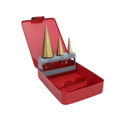 Juego de 3 Brocas Escalonadas HSS 4-12, 4-20, 4-32 mm (Para Plástico o Metal). | PST-C020-02