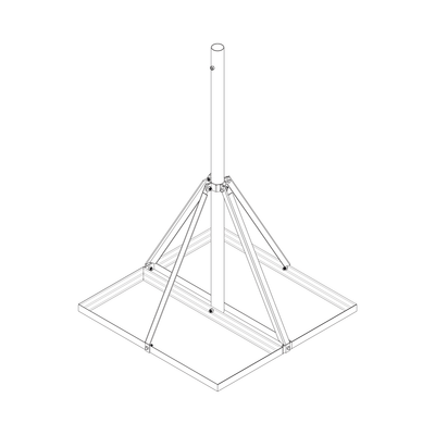 Base No Penetrante Base de 0.9 x 0.9 m con Mástil de 1.5 m x 2" diam. Ced.30 para Instalación de Antenas (HOT-DIP). | S-BNP-901