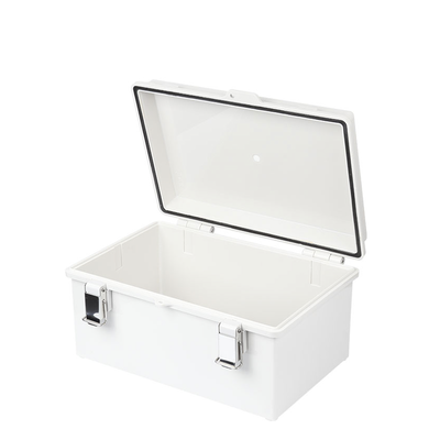 Gabinete de Plástico ABS, Uso en Intemperie IP66 (190 x 290 x 140 mm) cierre por broche Inoxidable y Permite Cerrado con Candado y Llave (Perno 5mm) No Incluido | PST-1929-14E