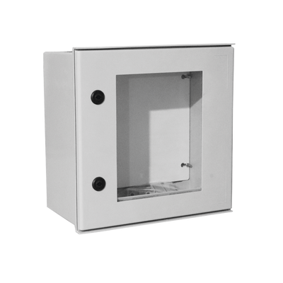 Gabinete de Poliéster IP65 Puerta Transparente, Uso en Intemperie (400 x 400 x 200 mm) con Placa Trasera Interior de Plástico (Incluye Chapa y Llave). | PST-4040-20PT