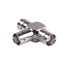 Adaptador Triple en T para 50 Ohm de BNC Hembra a Doble BNC Hembras, Níquel/ Plata/ Teflón. | RFB-1131