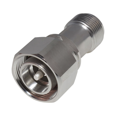 Adaptador en Línea de Conector 4.3-10 Macho a N Hembra, Bronce Blanco/ Plata/ Teflón. | RFD-43M-NF