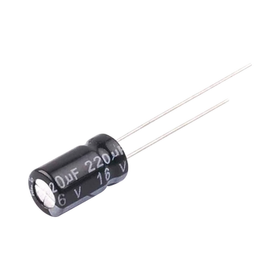 Capacitor Electrolítico en Aluminio, Radial de 220 µFd, 16 Vcc, 105 °C, 6.3 x 11 mm. | CE220/16V