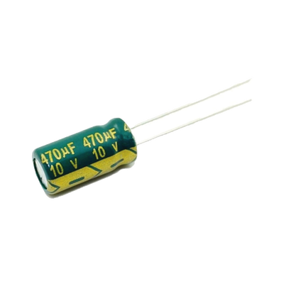 Capacitor Electrolítico de Aluminio, Radial de 470 µFd, 10 Volt, 105 °C, 6.3 x 11 mm. | CE470/10V